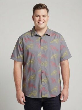 Official Firefly Serenity Spaceship Print Short Sleeve Button Down Shirt 2XL
